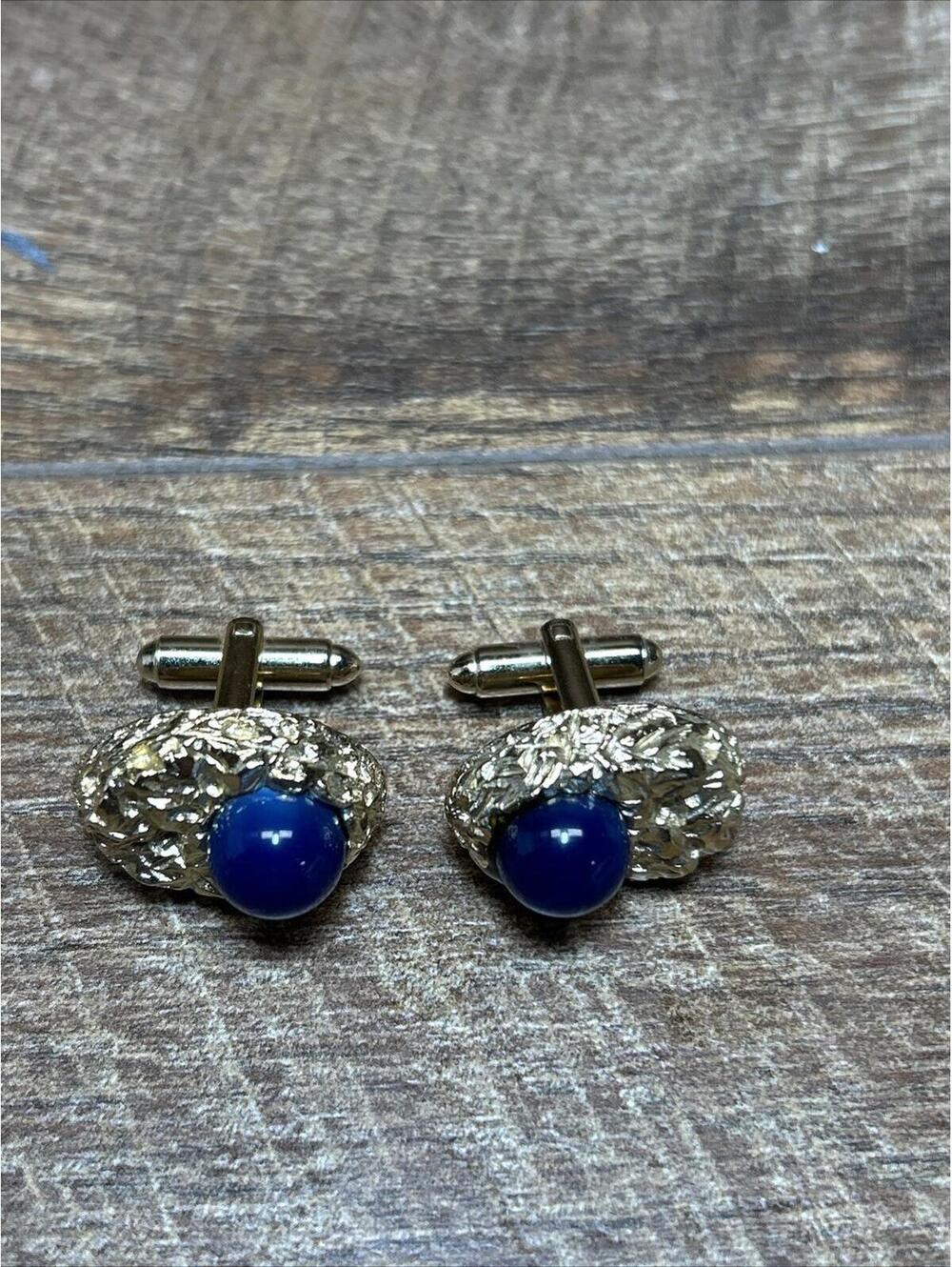 Vintage Dante Cufflinks Blue Moon Stone Gold Tone